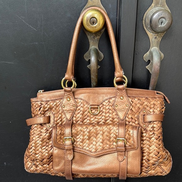 Cole Haan Village Weave leather shades of bronze large shoulder bag. - Picture 1 of 11